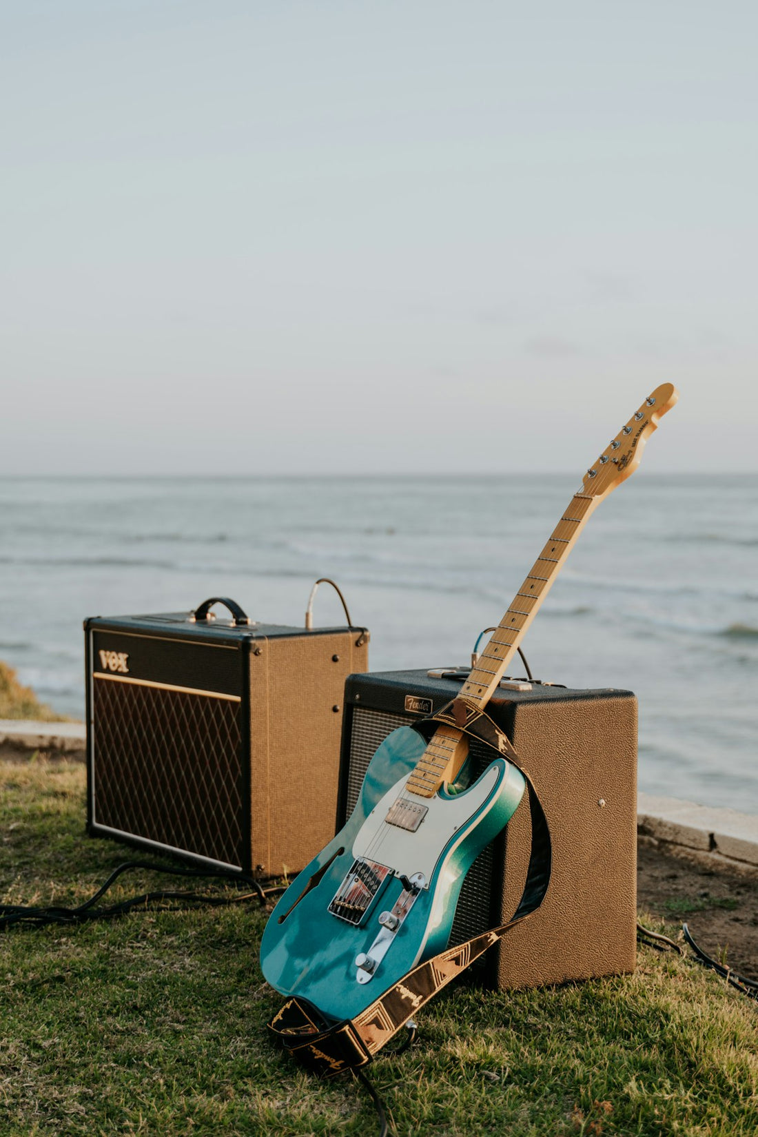 Guitar amplifier in a studio setting, representing the shift from tube amps to digital modeling technology