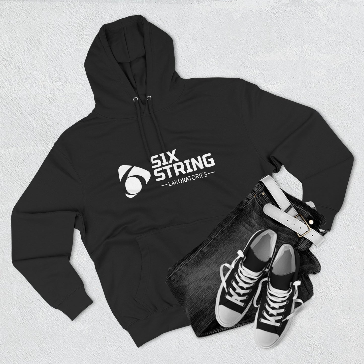 Six String Lab Logo Hoodie — Three‑Panel Fleece