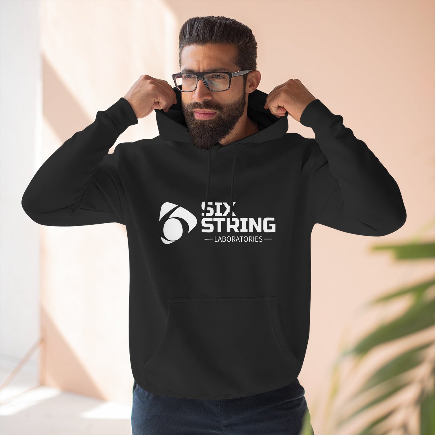 Six String Lab Logo Hoodie — Three‑Panel Fleece